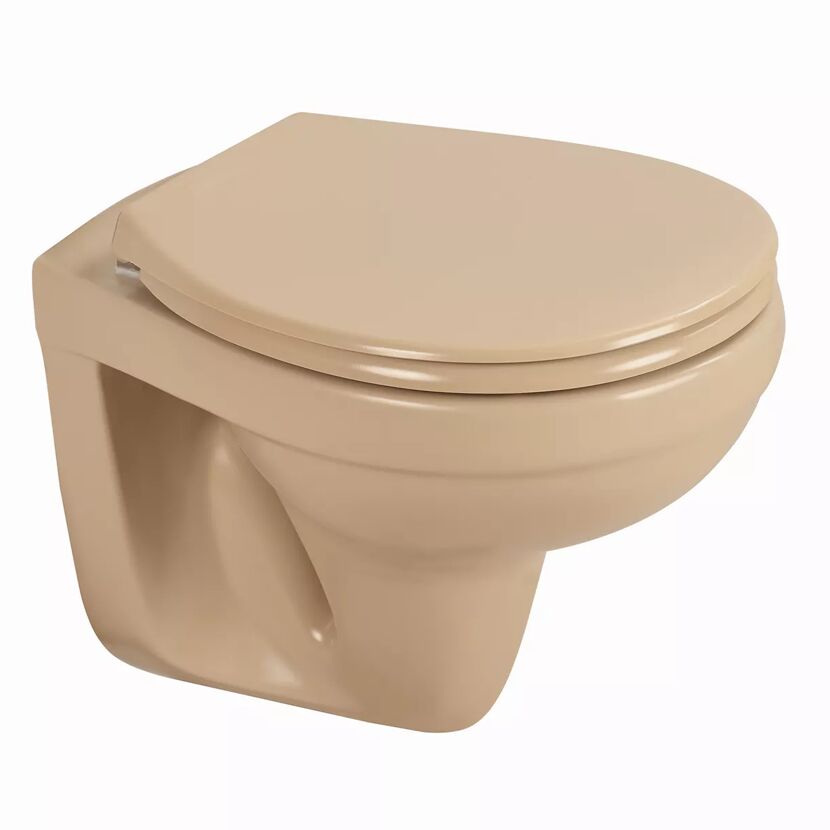 Wand-WC spülrandlos beige, ohne WC-Sitz