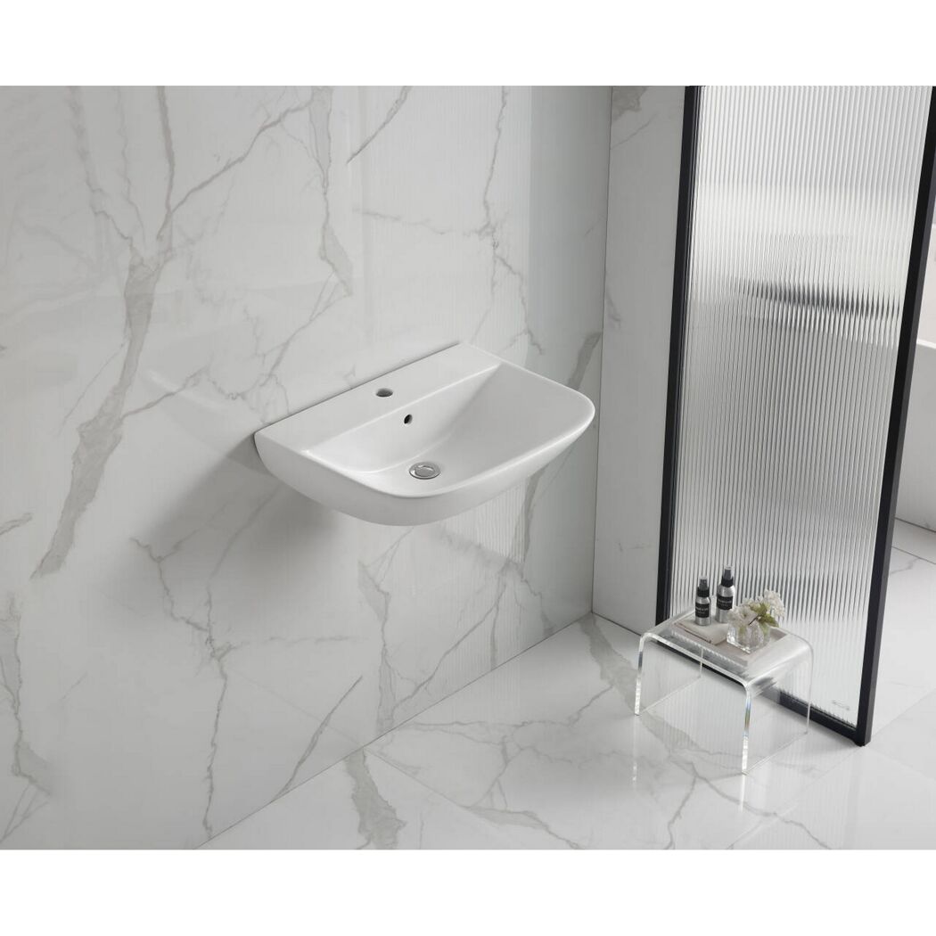 Waschbecken halbrund 'Rivo' weiß 60 x 17 x 45 cm