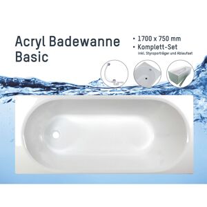 Badewanne Stahl weiß 170 x 75 x 41 cm