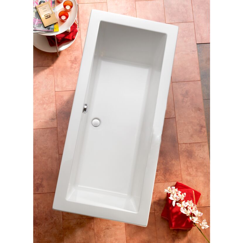 Weiße Badewanne Cubic 170 x 75 cm, Draufsicht