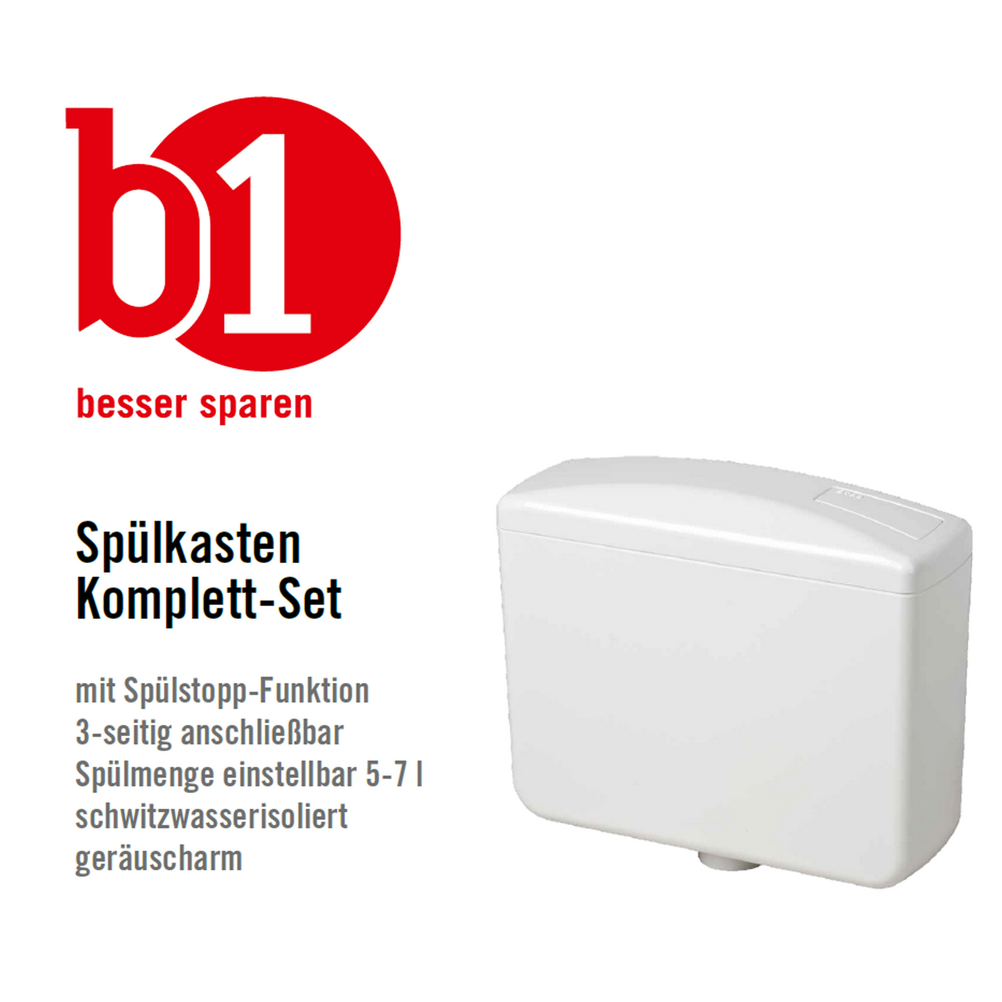 Spülkasten-Komplett-Set mit Stopp-Funktion weiß