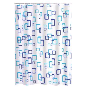 Duschvorhang 'Retro' Folie semitransparent-blau 180 x 200 cm