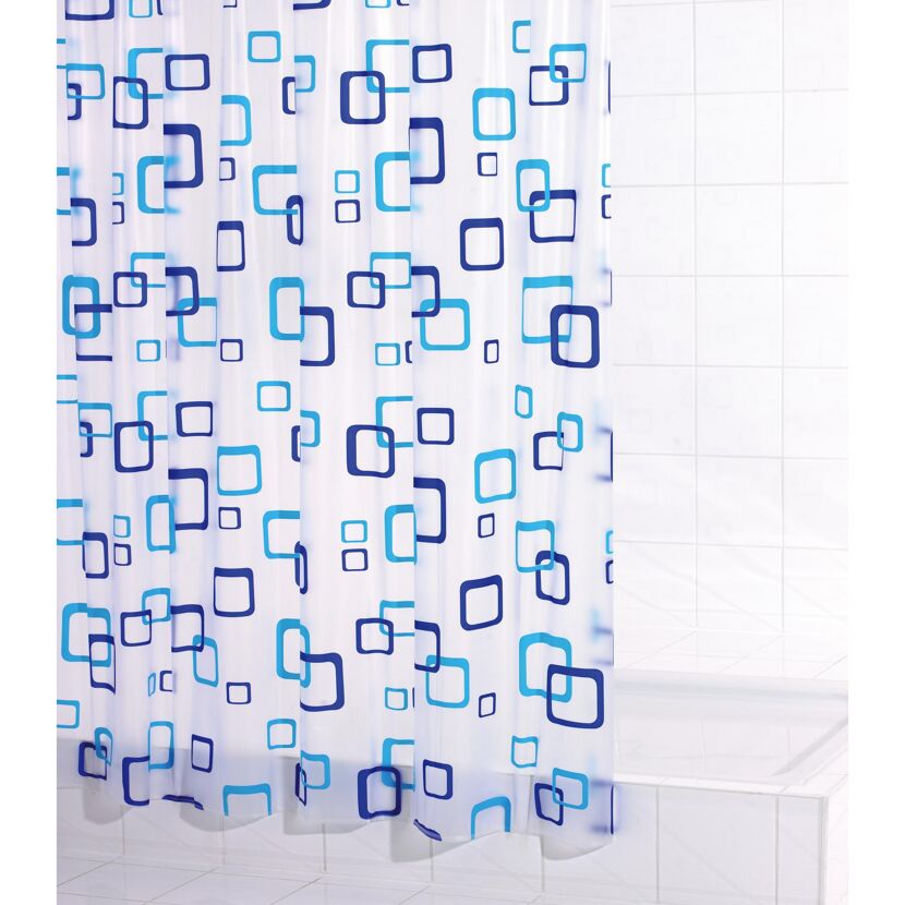 Duschvorhang 'Retro' Folie semitransparent-blau 180 x 200 cm
