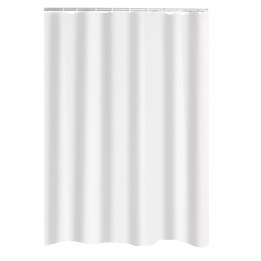 Duschvorhang Textil weiß 180 x 200 cm, Beschwerungsband