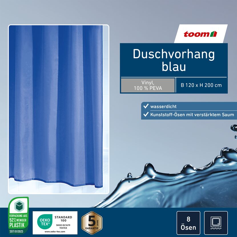 Duschvorhang blau 120 x 200 cm