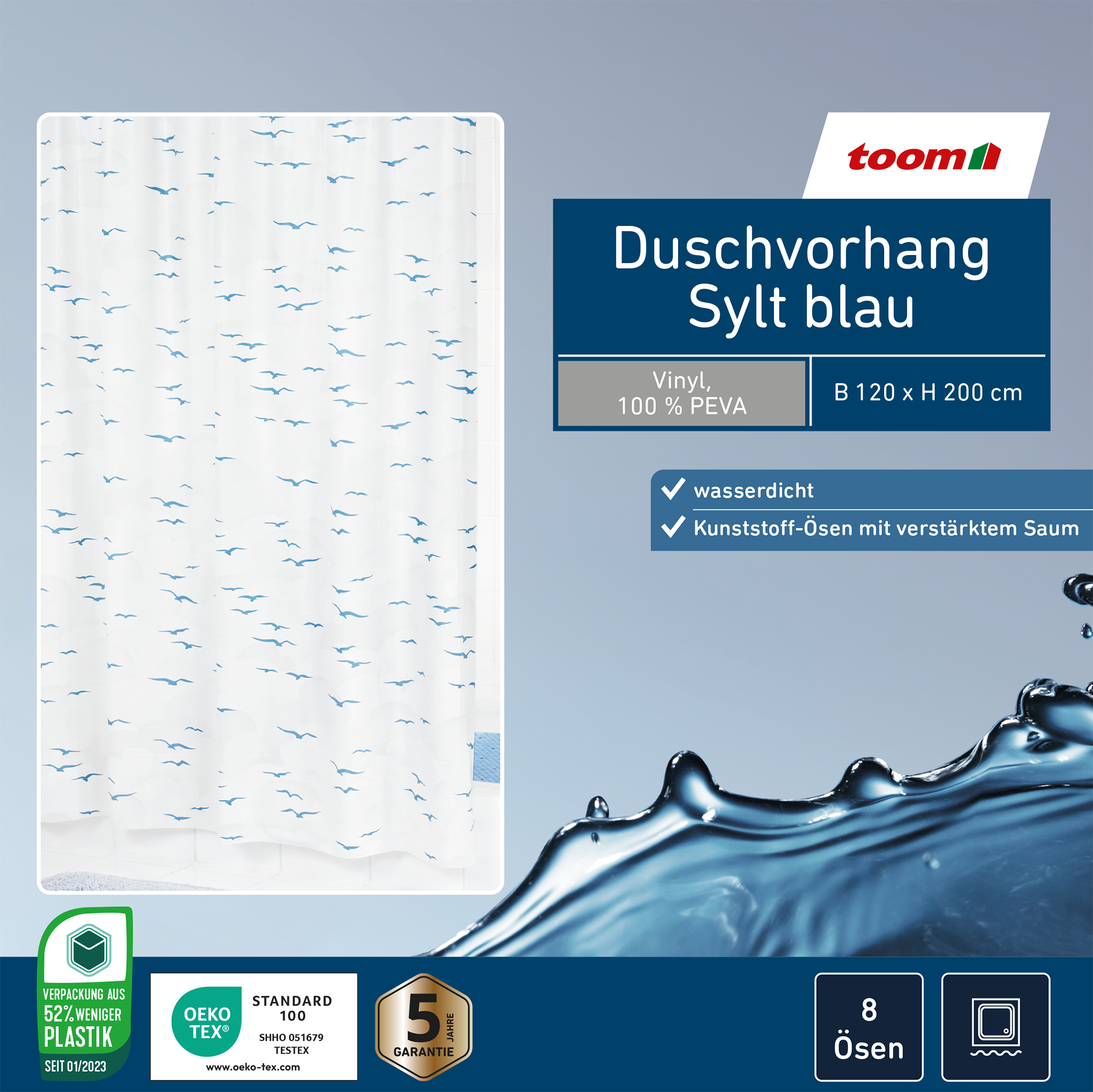 Duschvorhang Sylt 120 x 200 cm + product picture