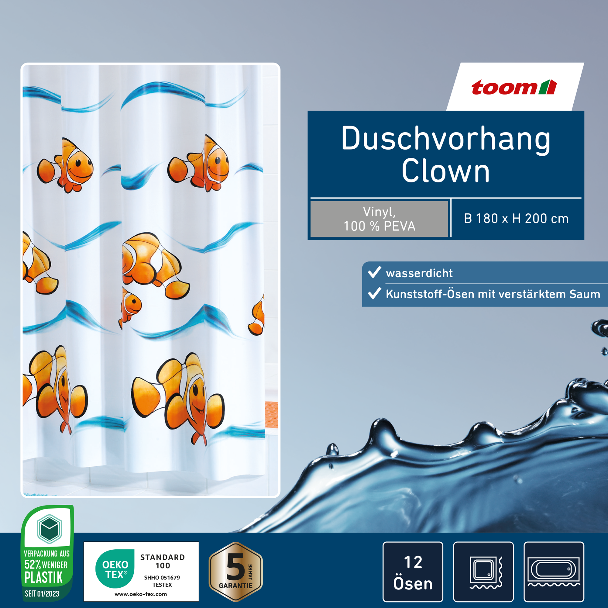 Duschvorhang Clownfisch 180 x 200 cm