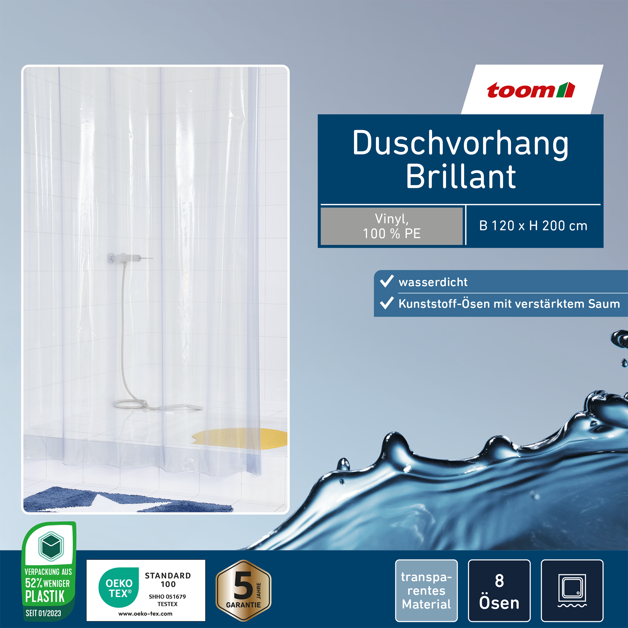 Duschvorhang Brillant 120 x 200 cm
