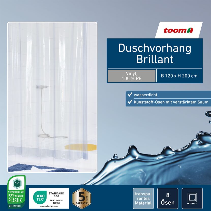 Duschvorhang 'Brillant' transparent 120 x 200 cm