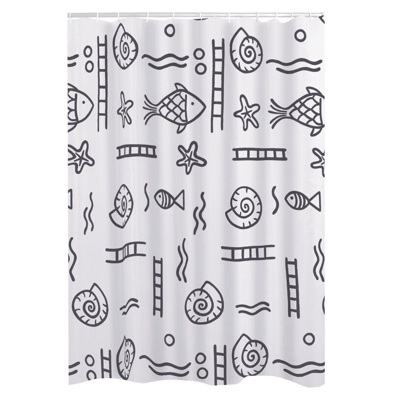 Duschvorhang Textil 'Neptun' grau 120 x 200 cm