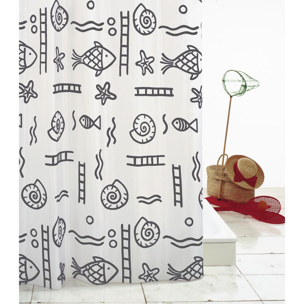 Duschvorhang Textil 'Neptun' grau 120 x 200 cm