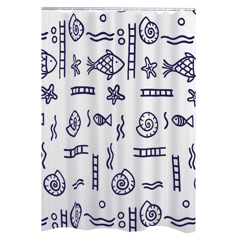 Duschvorhang Textil 'Neptun' blau 180 x 200 cm