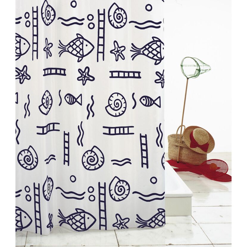 Duschvorhang Textil 'Neptun' blau 180 x 200 cm