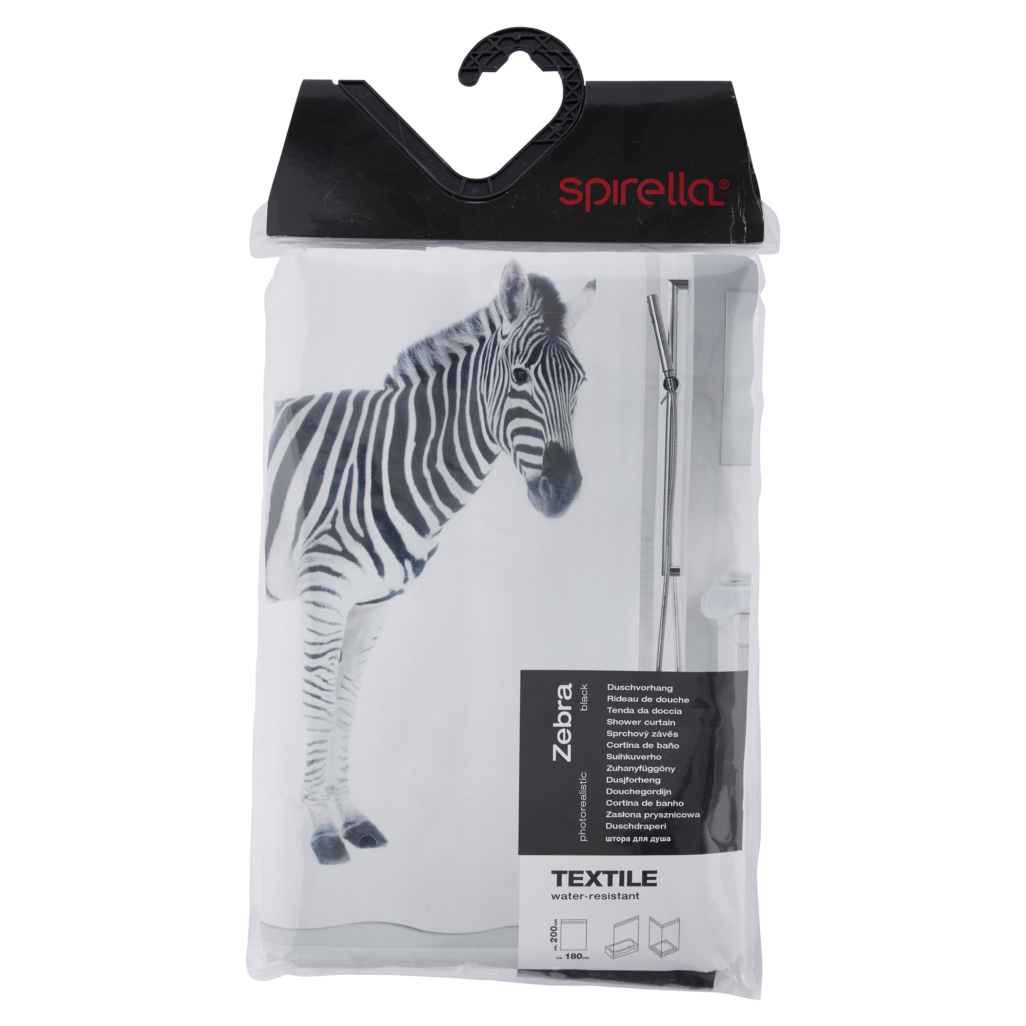 Duschvorhang Zebra Black 180 x 200 cm + product picture