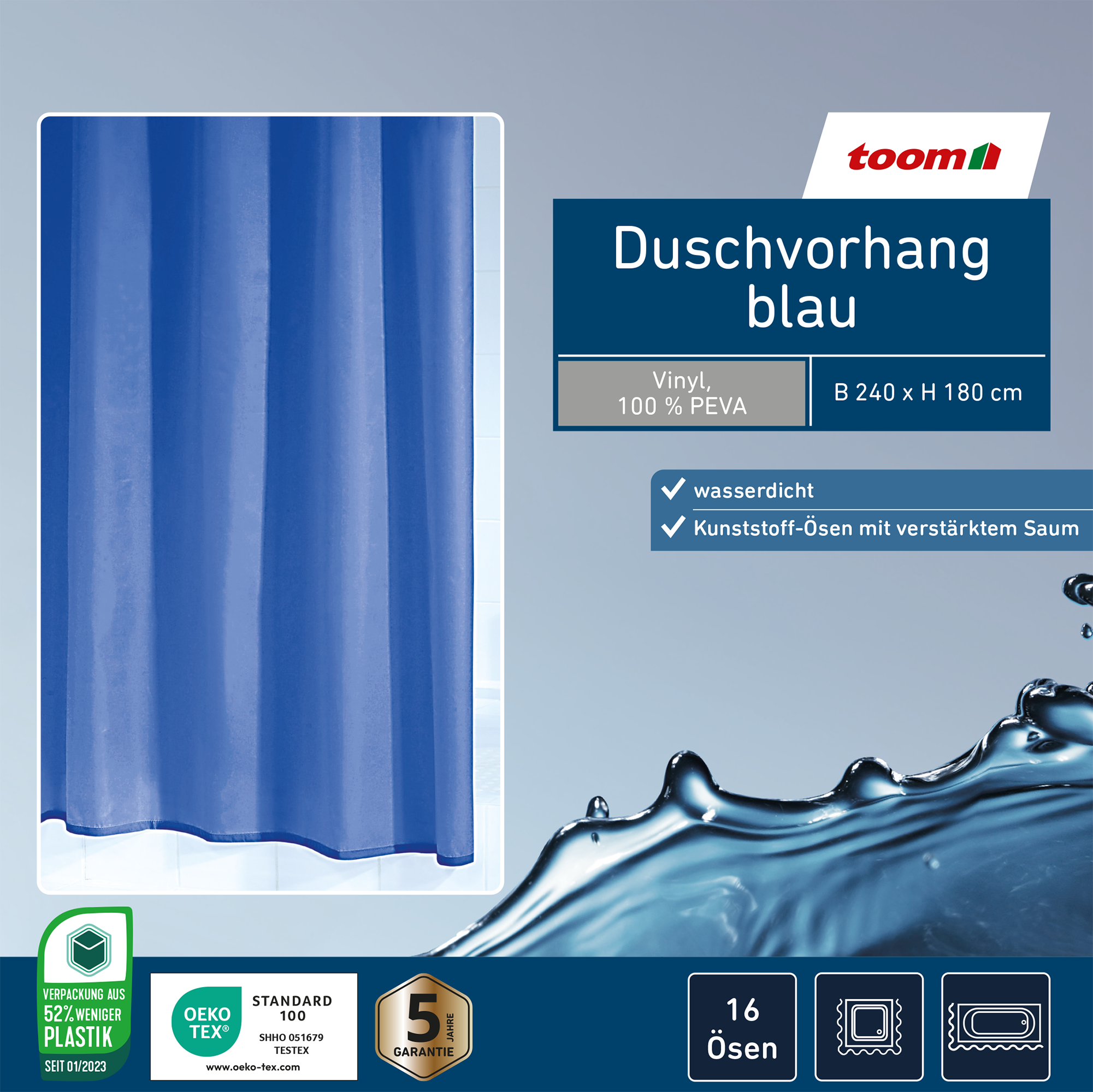 Duschvorhang Standard ultramarin 240 x 180 cm