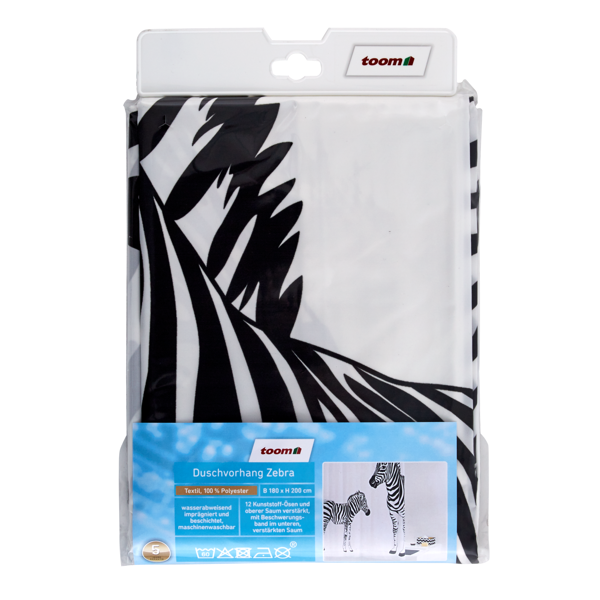 Duschvorhang Zebra 180 x 200 cm + product picture