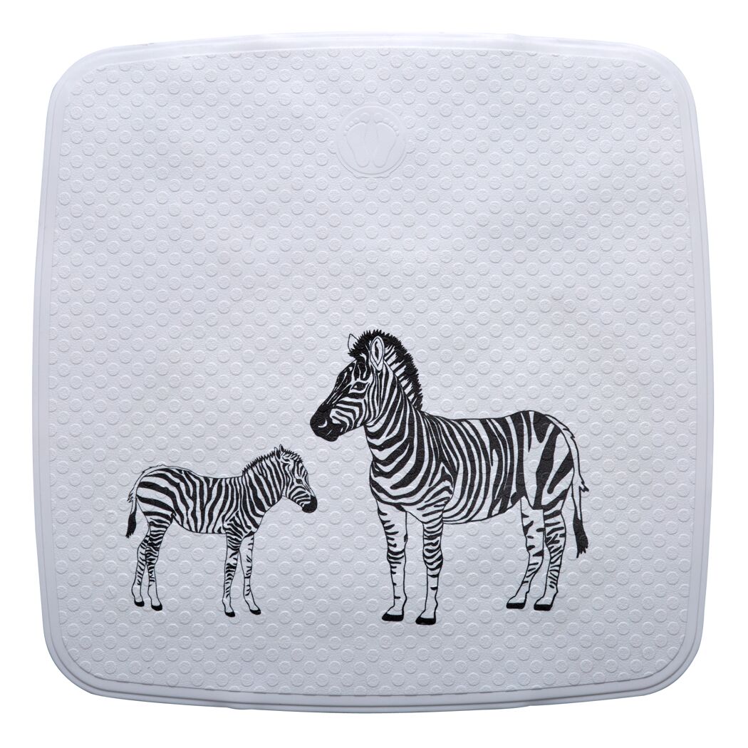 Weiße Badematte mit Zebra-Motiv