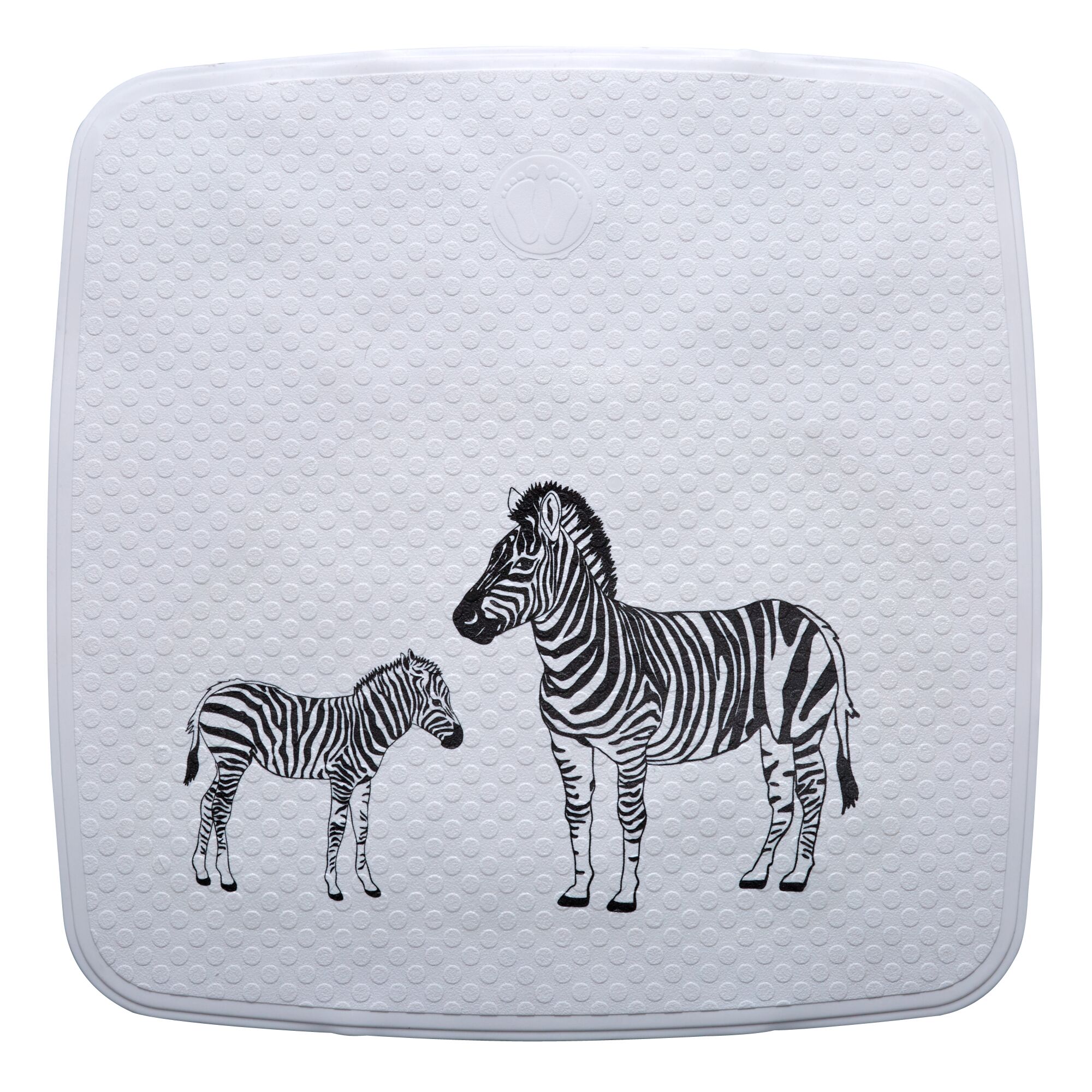 Weiße Badematte mit Zebra-Motiv
