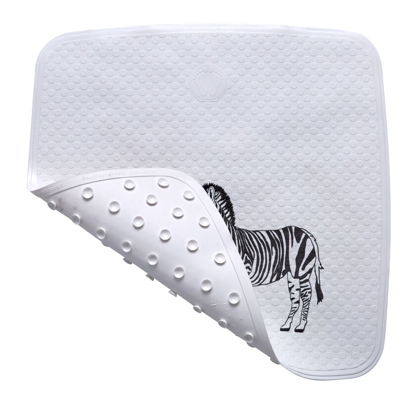 Weiße Badematte mit Zebra-Motiv