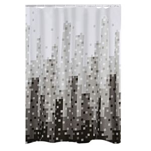 Duschvorhang 'Skyline' Textil 180x200 cm, schwarz