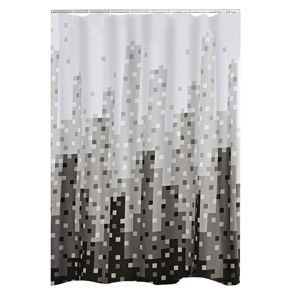 Duschvorhang 'Skyline' Textil schwarz 180 x 200 cm