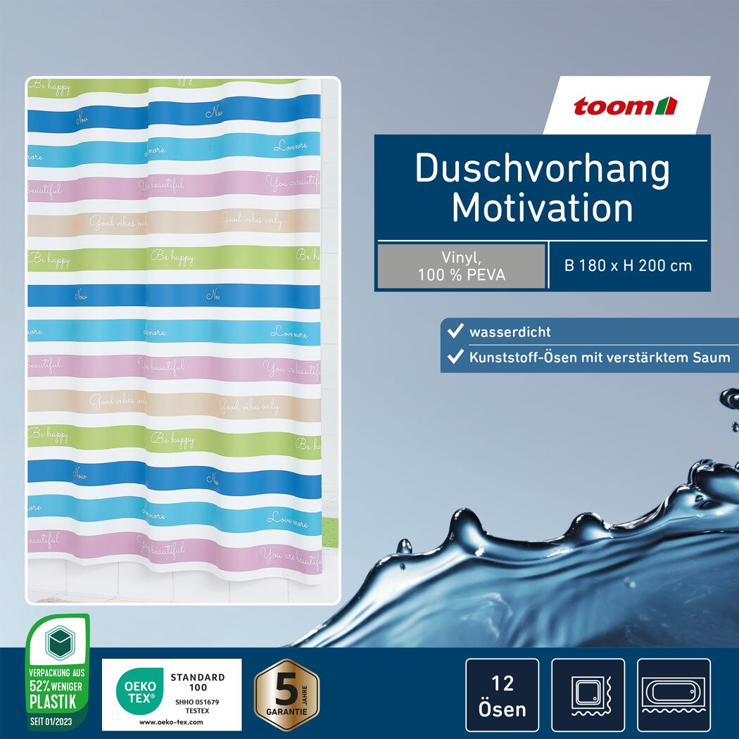 Duschvorhang 'Motivation' bunt 180 x 200 cm