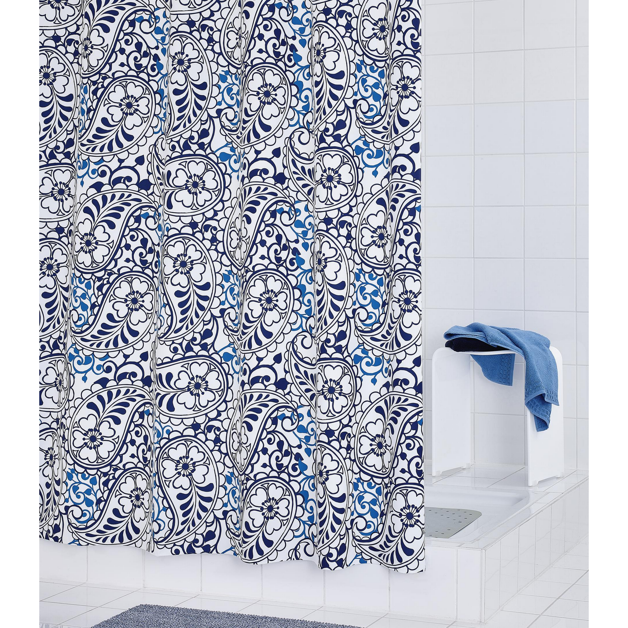 Duschvorhang 'Oriental' Folie blau 180 x 200 cm