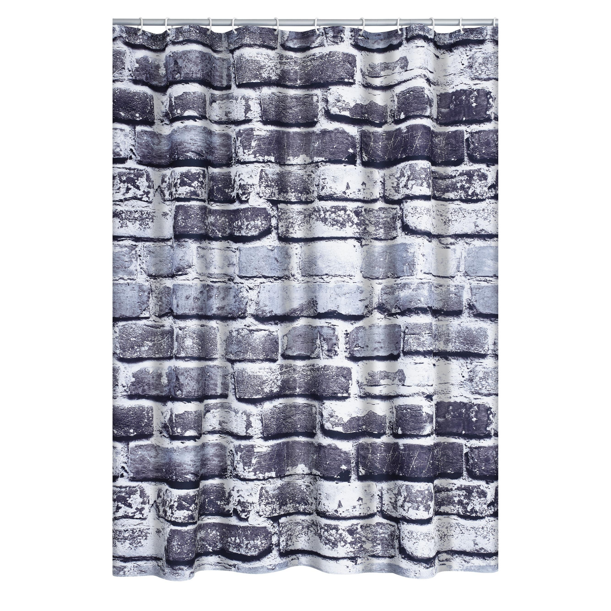 Duschvorhang 'Wall' Textil grau 180 x 200 cm + product picture
