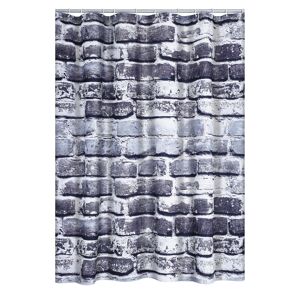 Duschvorhang 'Wall' Textil grau 180 x 200 cm