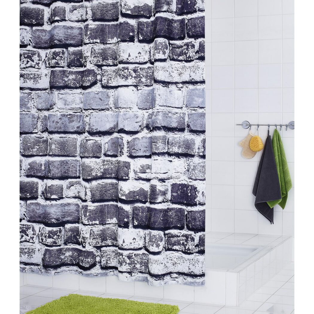 Duschvorhang 'Wall' grau 180 x 200 cm
