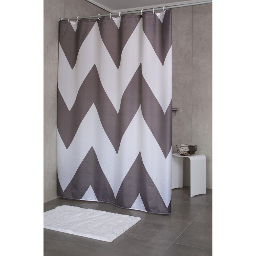 Duschvorhang 'Pico' Textil grau 180 x 200 cm