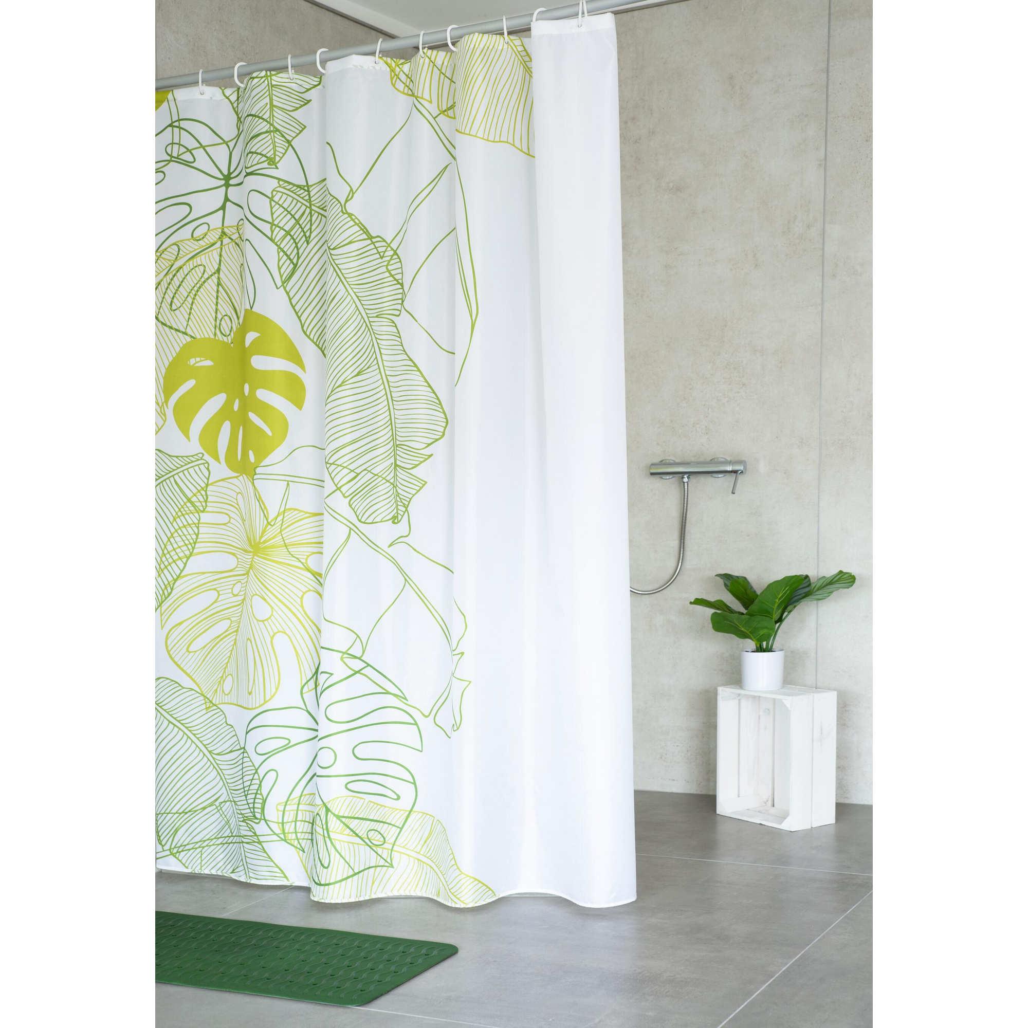 Duschvorhang 'Tropical' Textil grün 180 x 200 cm + product picture