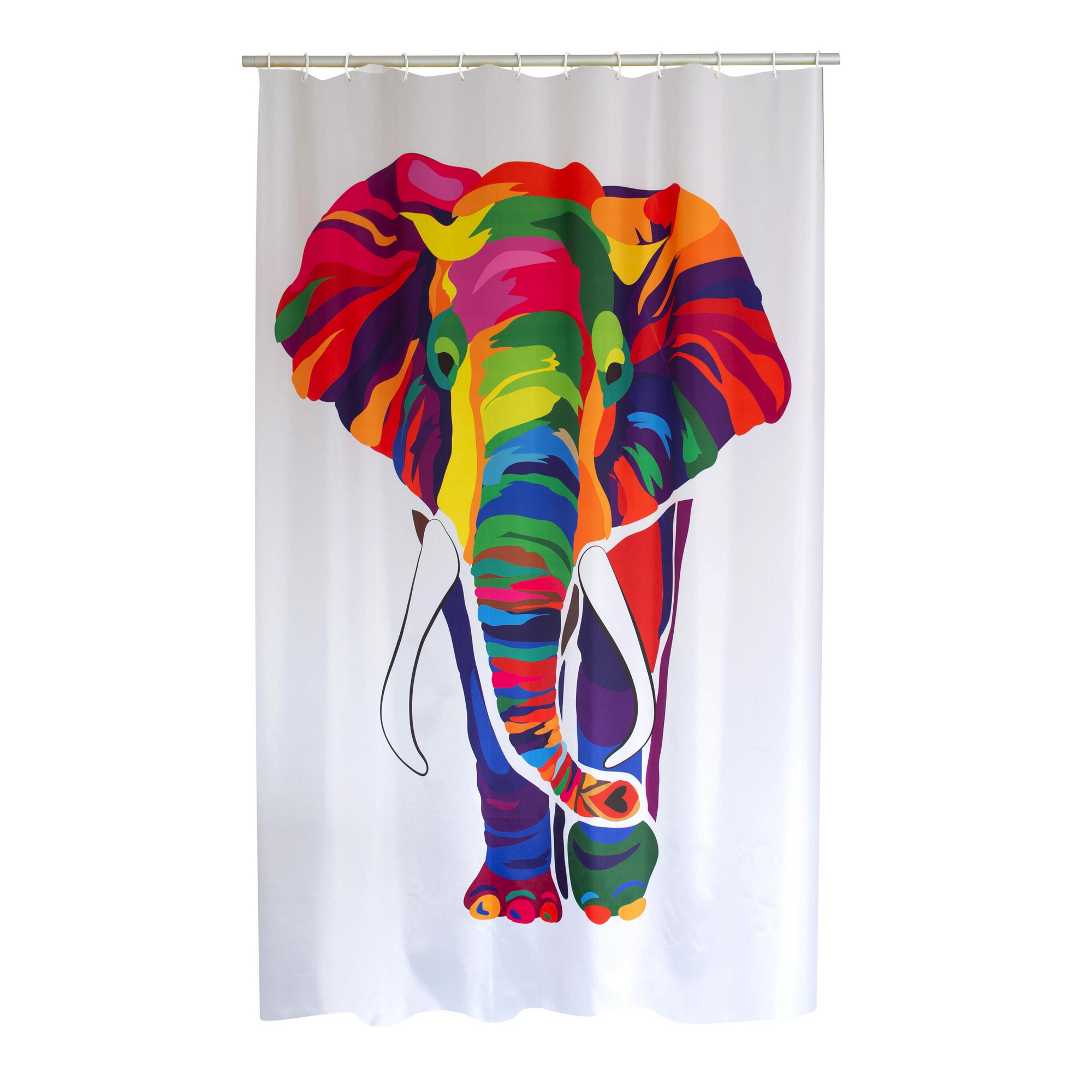 Duschvorhang 'Elephant' Textil multicolor 180 x 200 cm + product picture