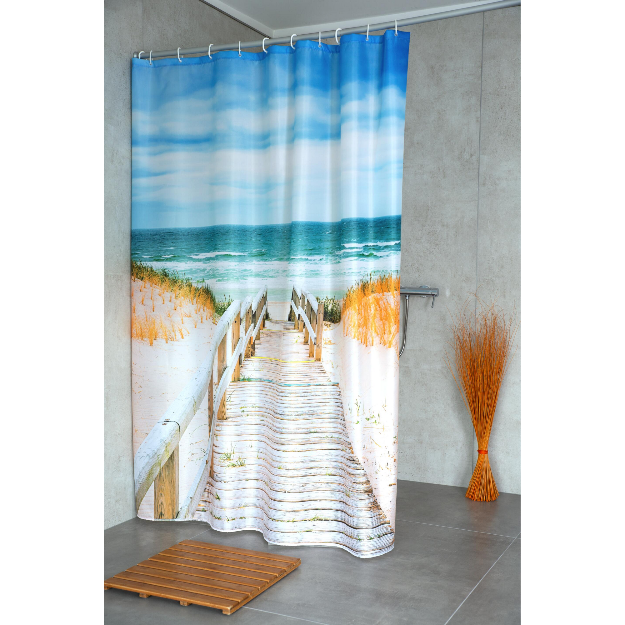 Duschvorhang 'Nordsee' Textil multicolor 180 x 200 cm + product picture