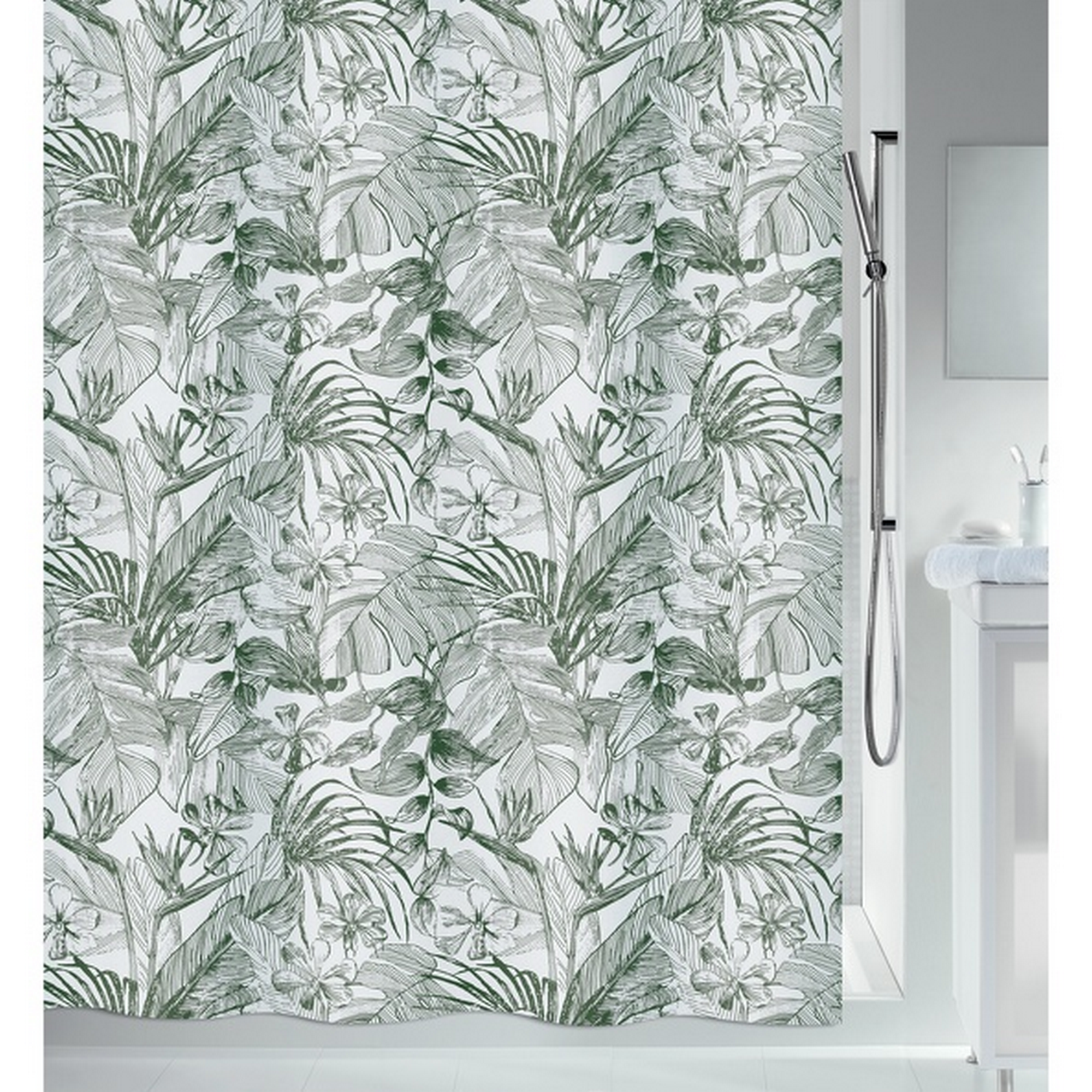 Duschvorhang 'Tropic' Textil grün/weiß 180 x 200 cm + product picture
