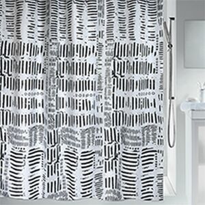 Duschvorhang 'Connection' Textil schwarz/weiß 180 x 200 cm