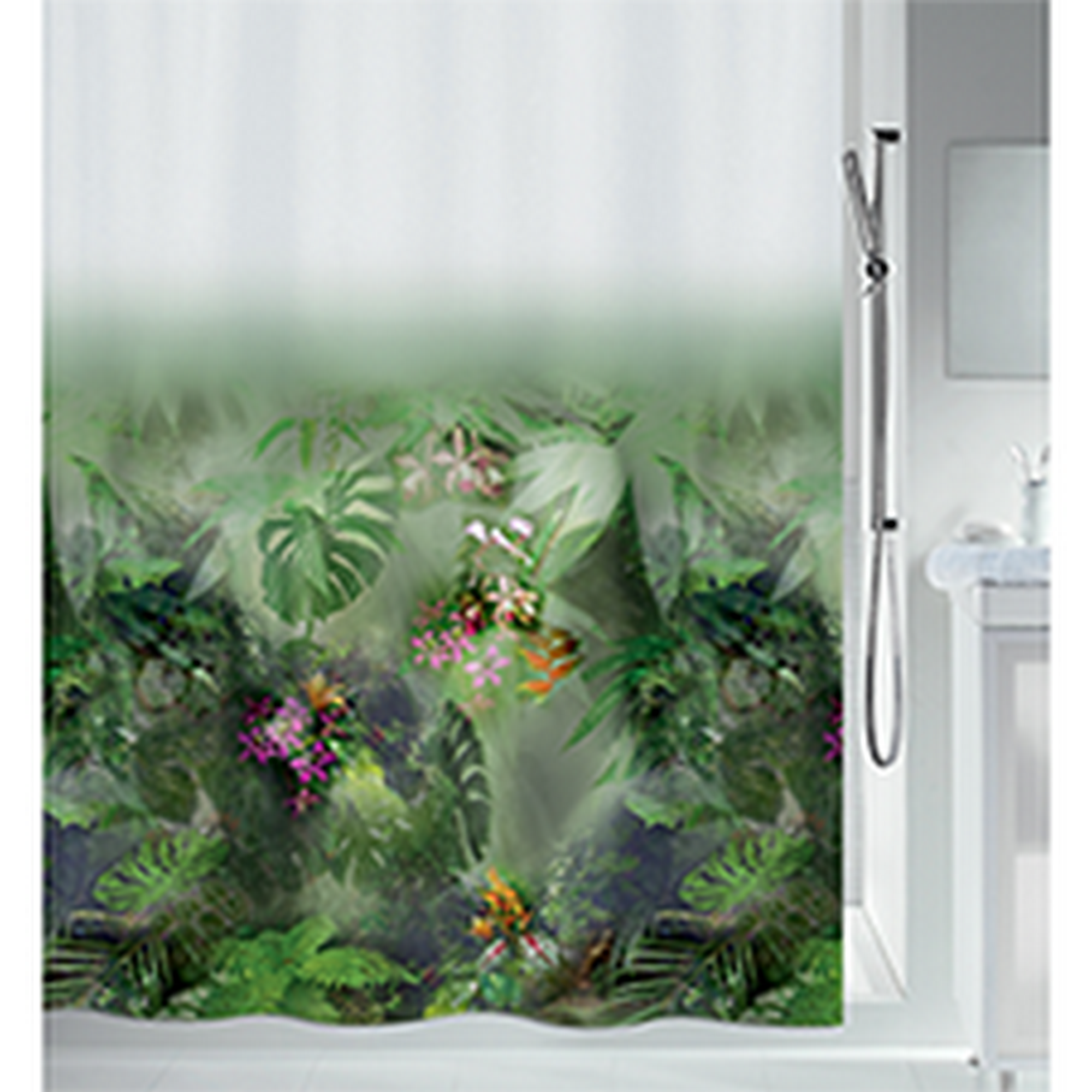 Duschvorhang 'Jungle' Textil mehrfarbig 180 x 200 cm + product picture
