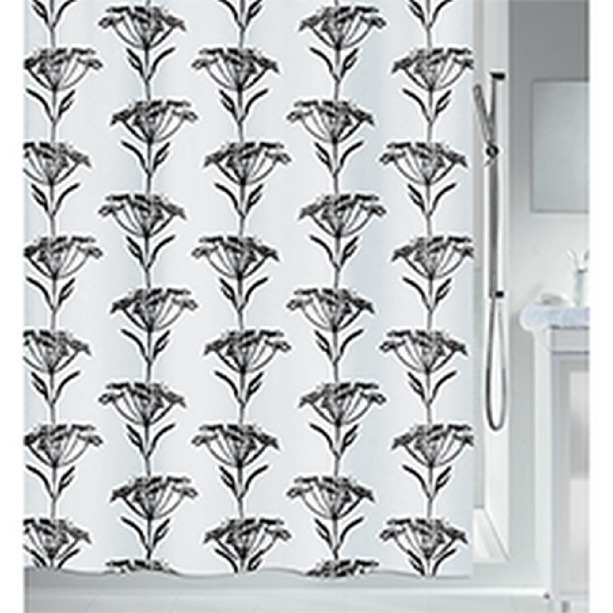 Duschvorhang 'Naturdesign' Textil schwarz/weiß 180 x 200 cm + product picture