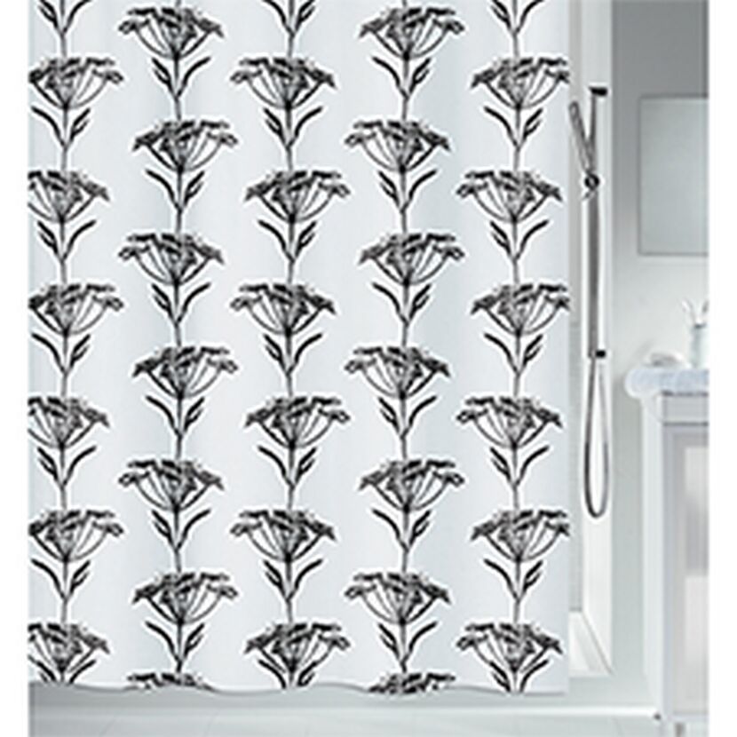 Duschvorhang mit schwarzem Blumenmuster