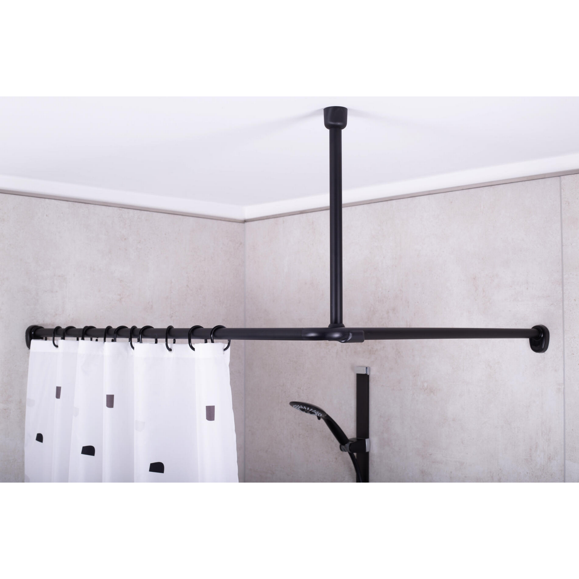 Deckenabhängung 'Wien' schwarz 55 cm, für Ø 25 mm Duschgestänge
