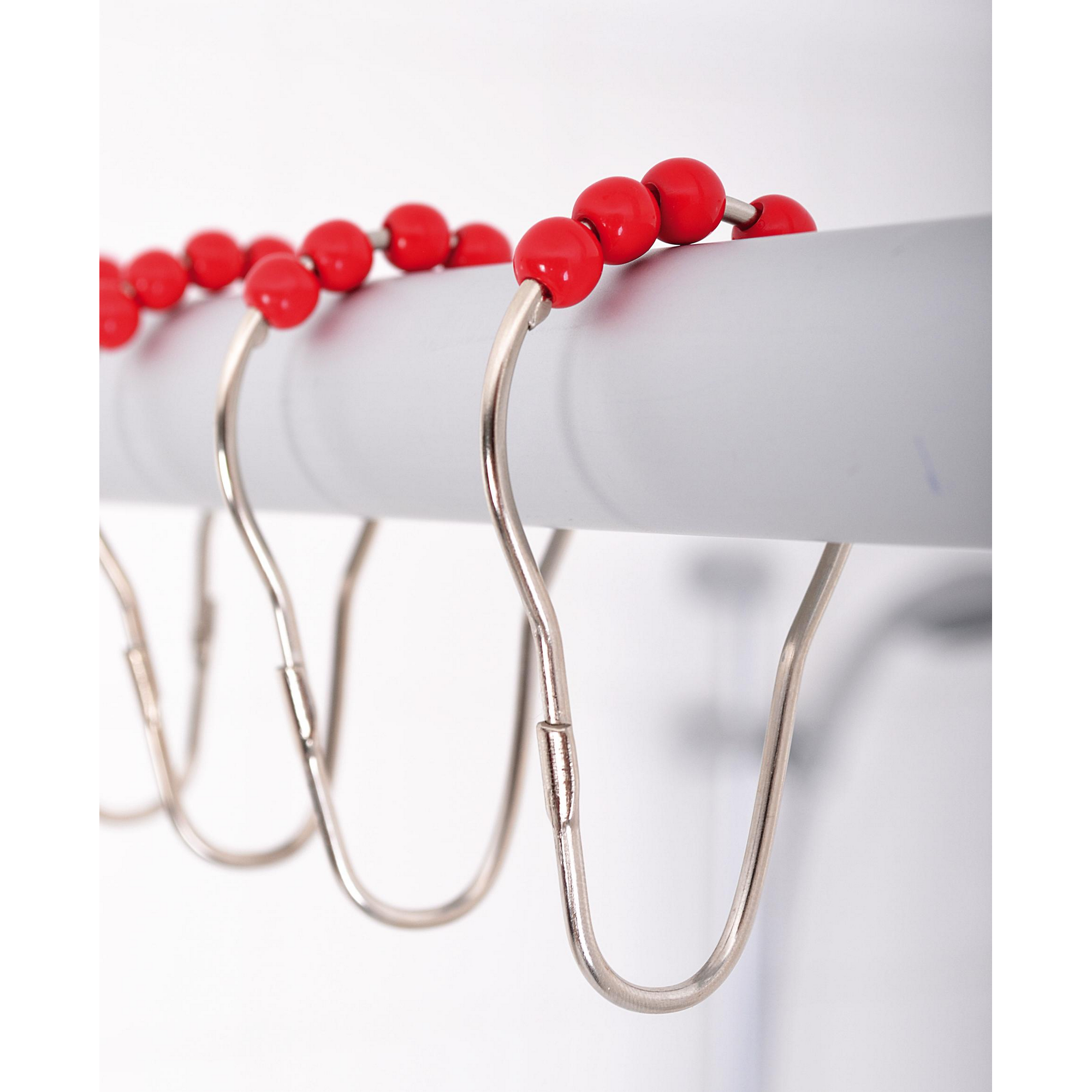 Duschvorhangringe 'Villach' mit roten Rollen, 12 Stück + product picture