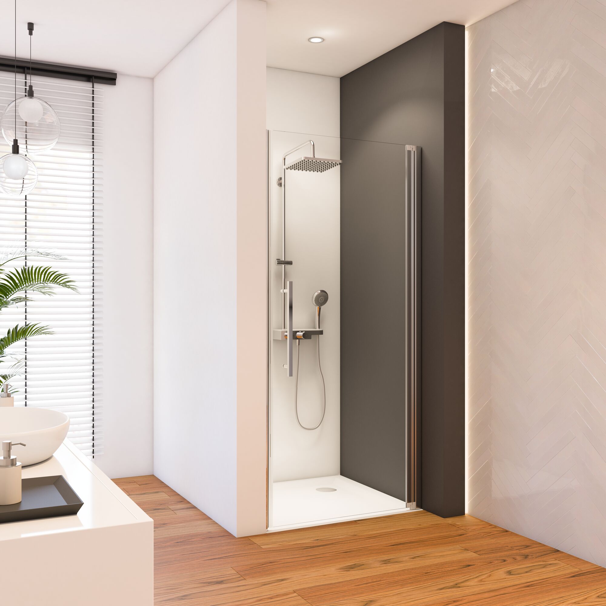 Duschkabine mit Regendusche und Handbrause