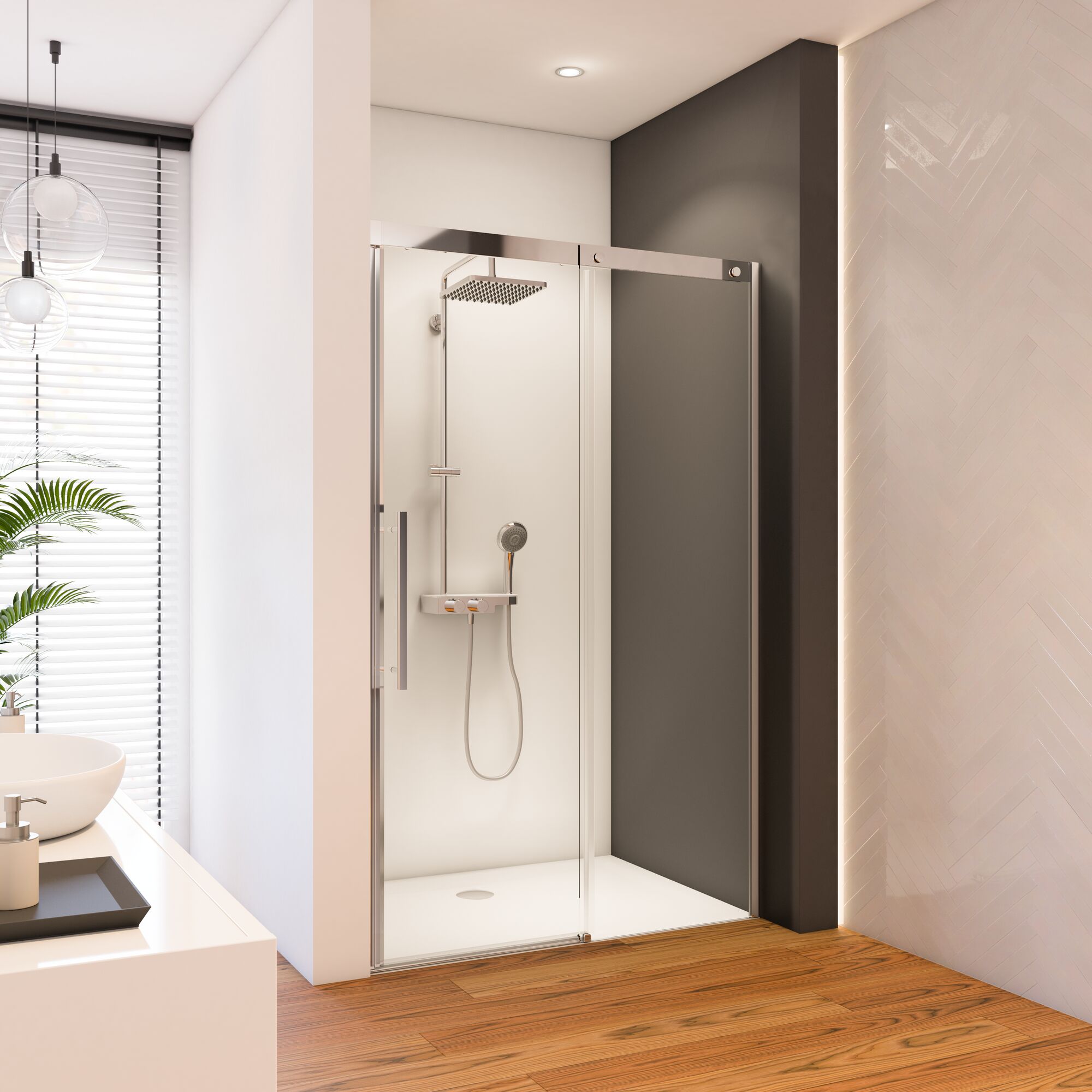 Duschkabine mit Schiebetür aus Glas