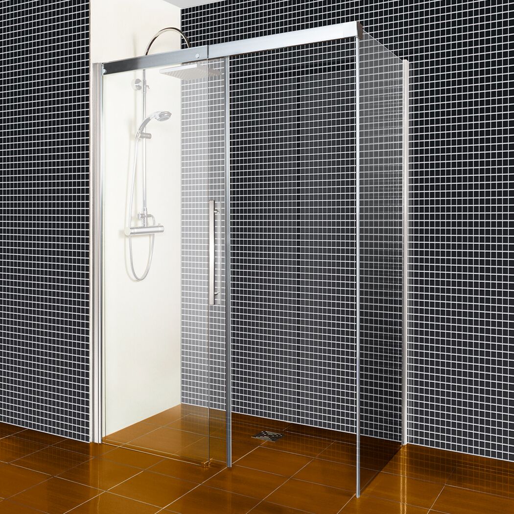 Schiebetür 'Beta' für Seitenwand links 140 x 190 cm chrom