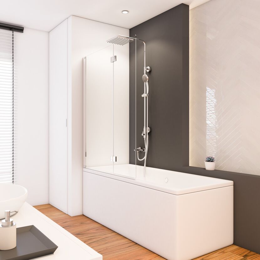Badewanne mit Duschabtrennung