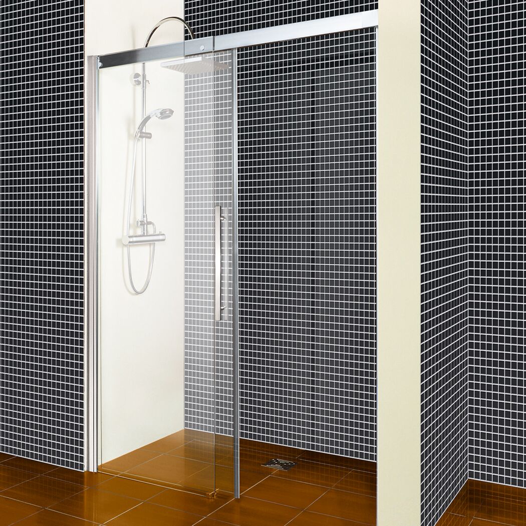 Schiebetür 'Beta' für Nische links, mit Antikalkbeschichtung 120 x 190 cm chrom