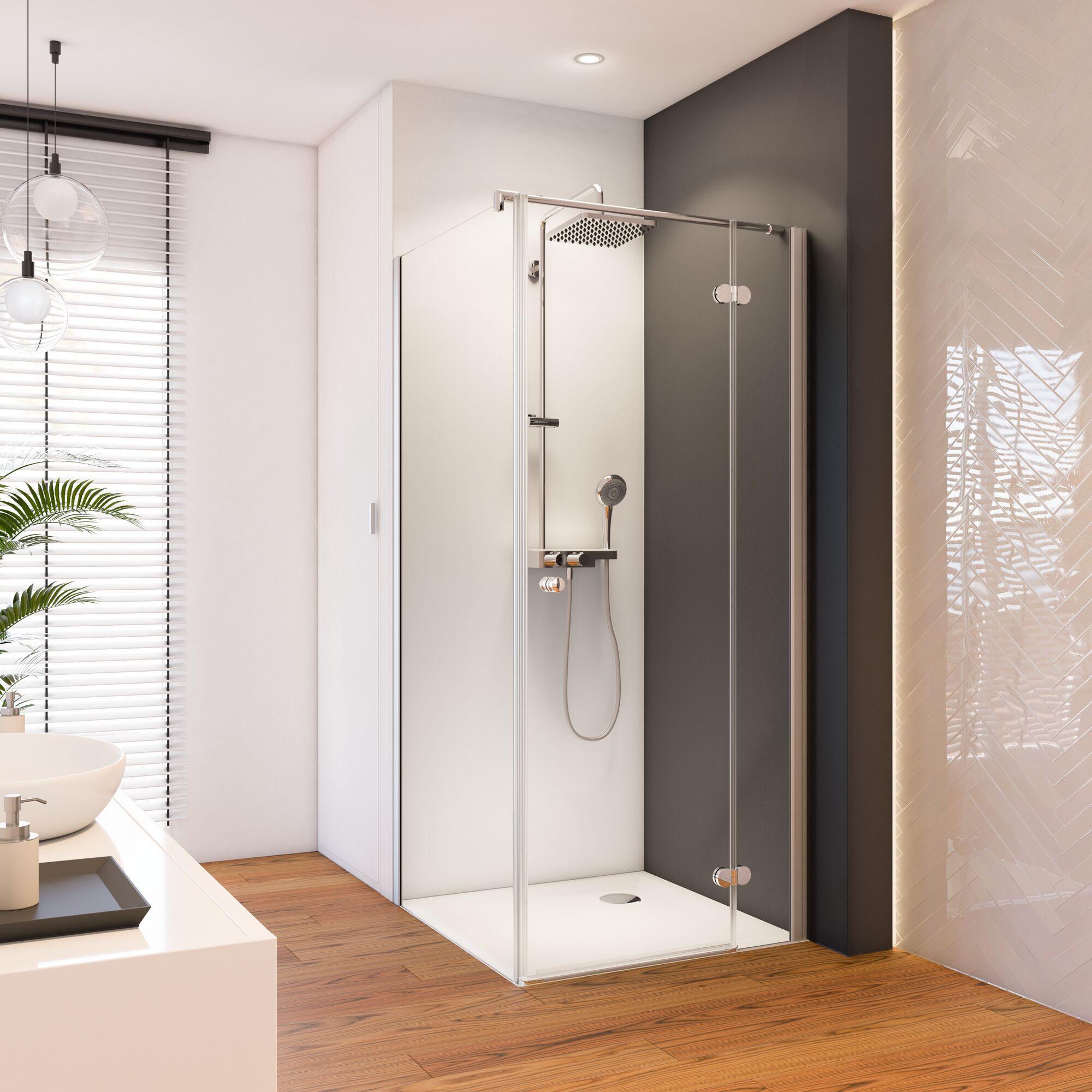 Duschkabine mit Regendusche und Handbrause