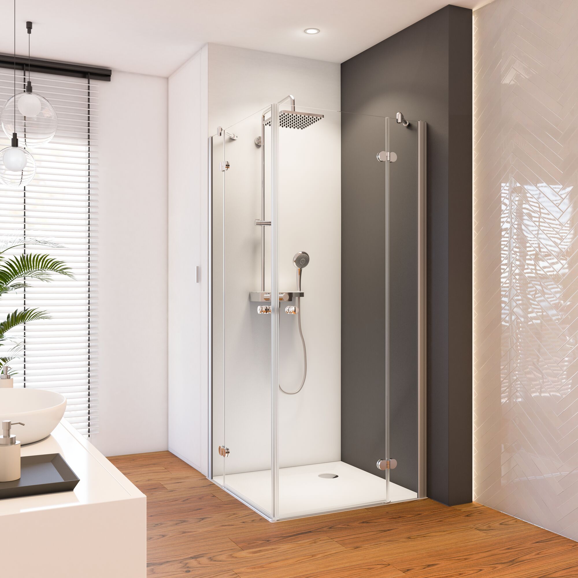 Duschkabine mit Regendusche und Handbrause