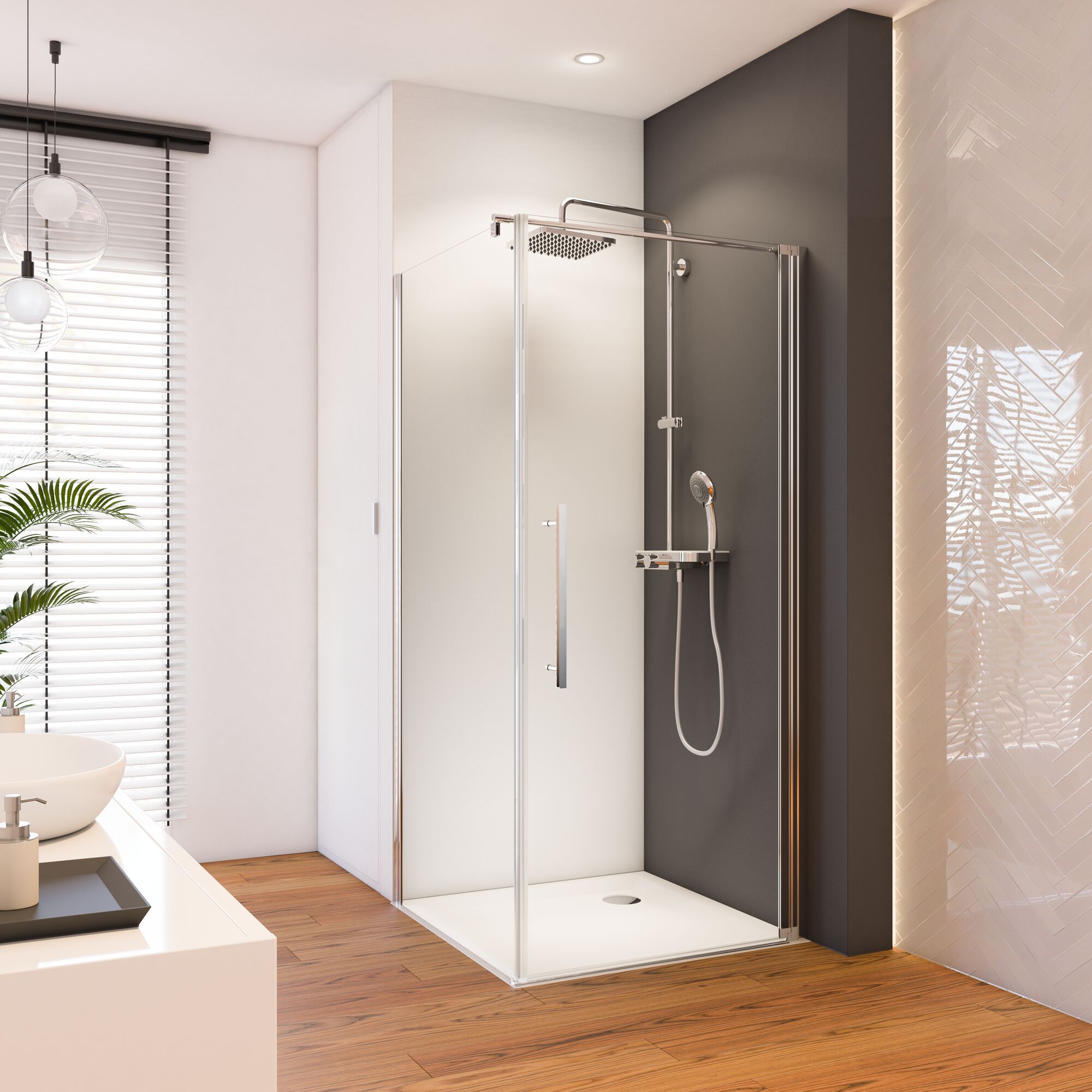 Duschkabine mit Regendusche und Handbrause