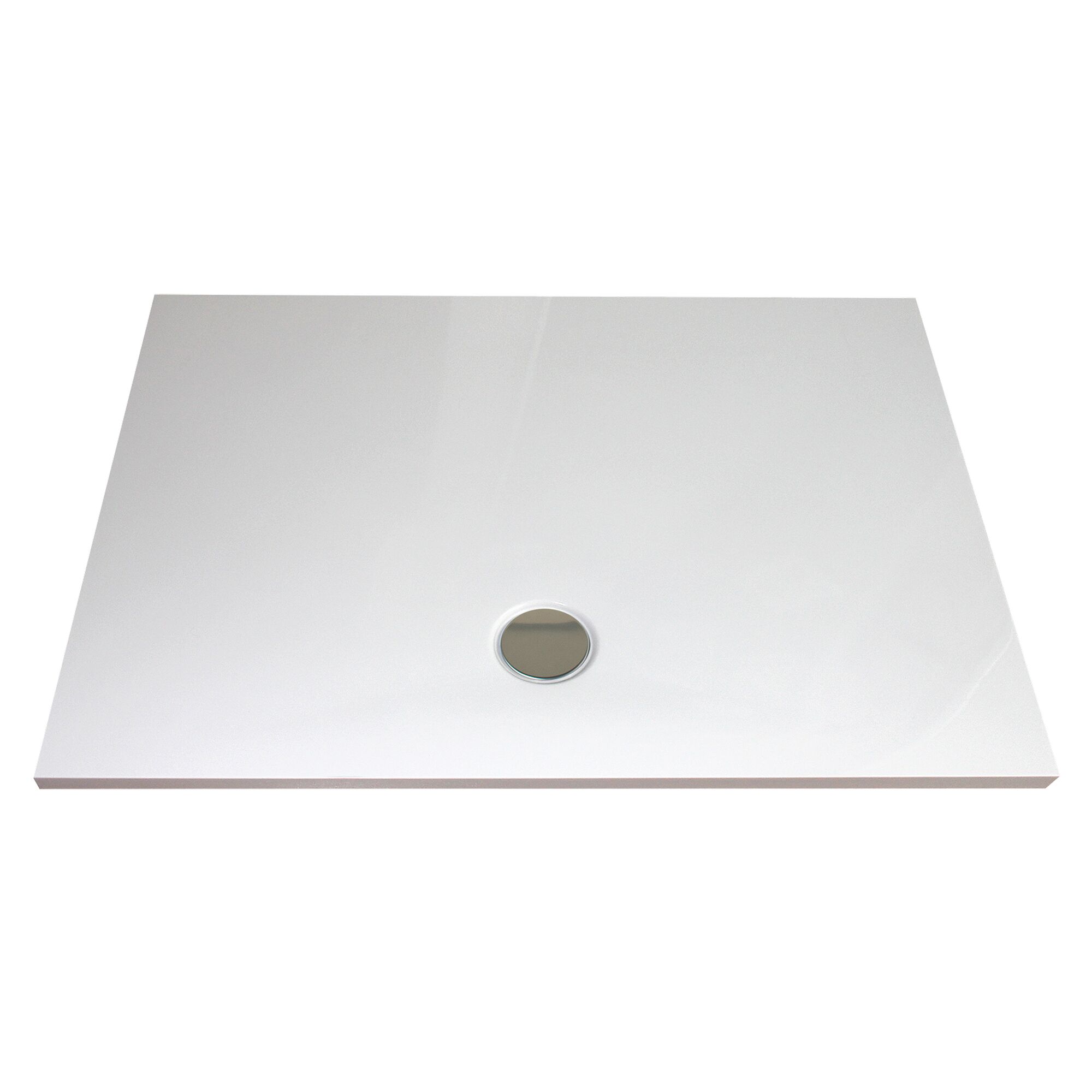 Weiße Duschwanne mit Abfluss